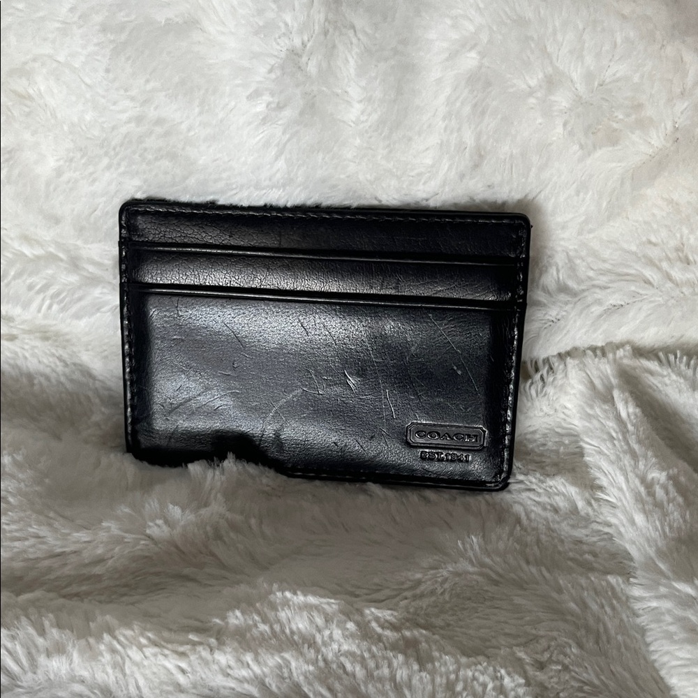 Coach Midnight Black Leather Card Holder